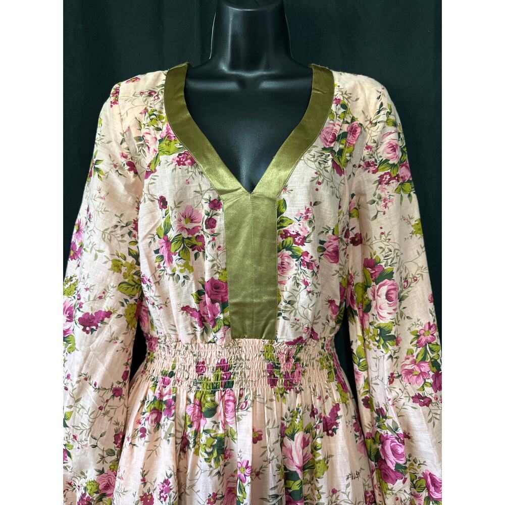 Aratta Silent Journey Artisan Maxi Floral Dress XS Pink Coquette Cottagecore - Picture 4 of 16